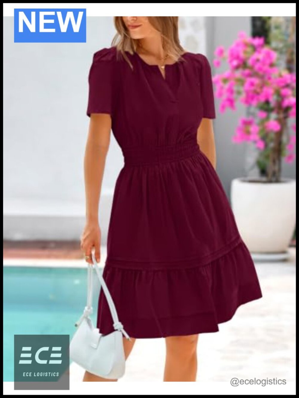 Women's Casual Mini Dress Short Sleeve V Neck A Line Ruched Summer - Picture 5 of 6